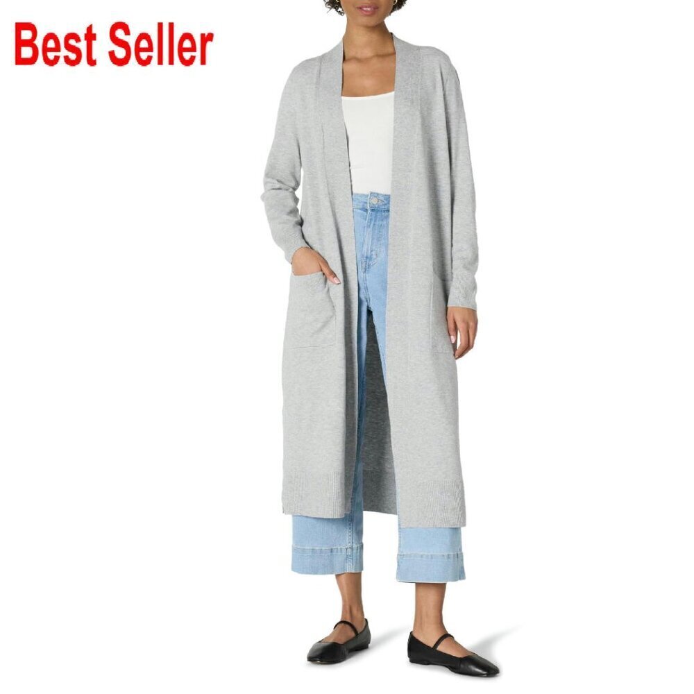 Lightweight Duster Cardigan Sweater Regular Fit Viscose Blend Classic Chic